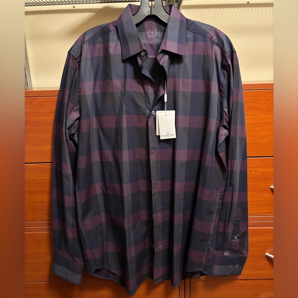 [NWT] Bugatchi Men's M Button-Down Plaid Shirt